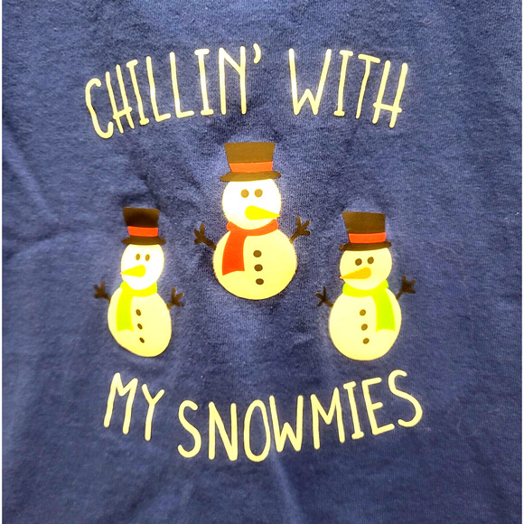 Chillin With My Snowmies Tee Shirt Snowmen Blue Short Sleeves Boys 4 - Picture 2 of 6